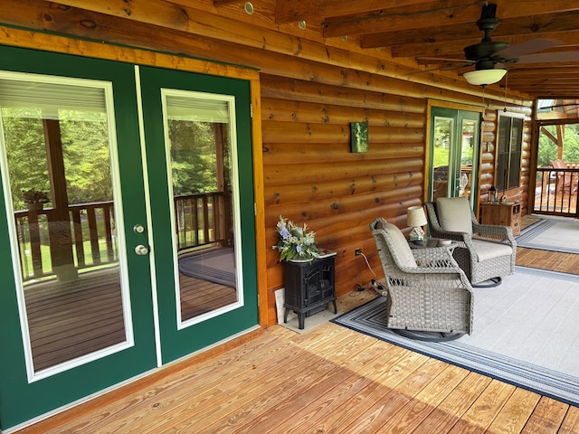 100 Bryant Farm Rd, Murphy, NC 28906 - wooden deck with ceiling fan and french doors