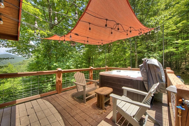 305 Kimbolton Dr, Morganton, GA 30560 - deck with a hot tub and a forest view