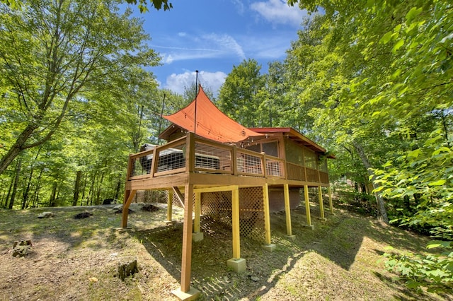 305 Kimbolton Dr, Morganton, GA 30560 - rear view of house with a wooden deck and a metal roof