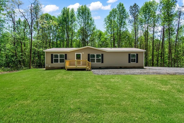 251 Ebenezer Rd, Ellijay, GA 30536 - back of house featuring a lawn, a deck, and crawl space