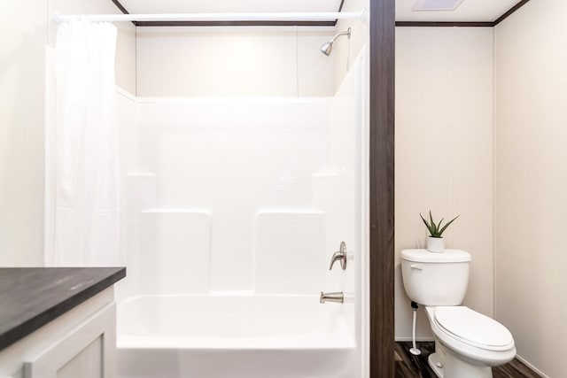 251 Ebenezer Rd, Ellijay, GA 30536 - bathroom with shower / bath combo with shower curtain, toilet, and vanity