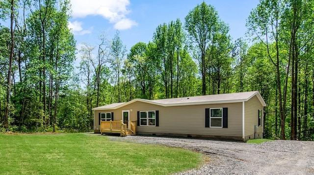 251 Ebenezer Rd, Ellijay, GA 30536 - manufactured / mobile home with driveway, crawl space, a deck, and a front yard