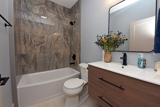 bathroom with toilet, vanity, and shower / bathing tub combination