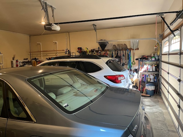 garage with a garage door opener