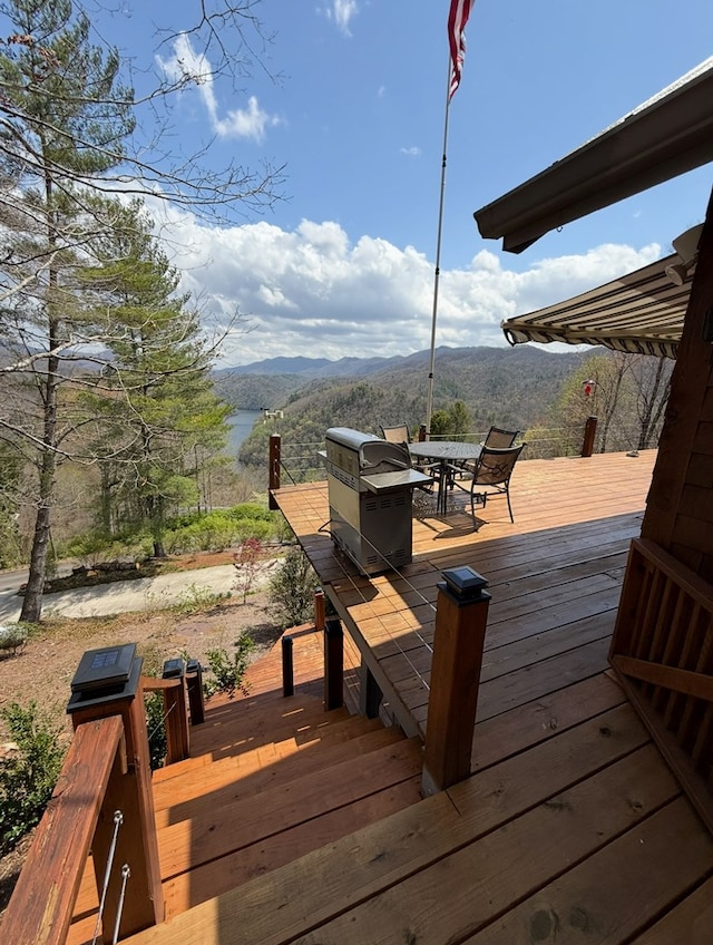 369 Deals Gap Rd, Robbinsville, NC 28771 - deck with grilling area and a mountain view