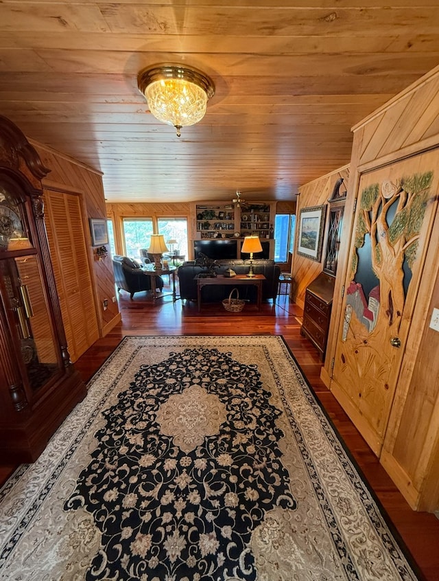 369 Deals Gap Rd, Robbinsville, NC 28771 - corridor with wooden walls, wood finished floors, and wood ceiling