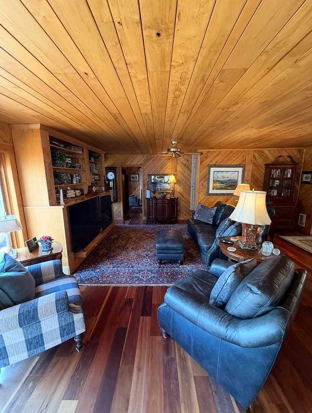 369 Deals Gap Rd, Robbinsville, NC 28771 - living area featuring wood finished floors, wood walls, and wooden ceiling