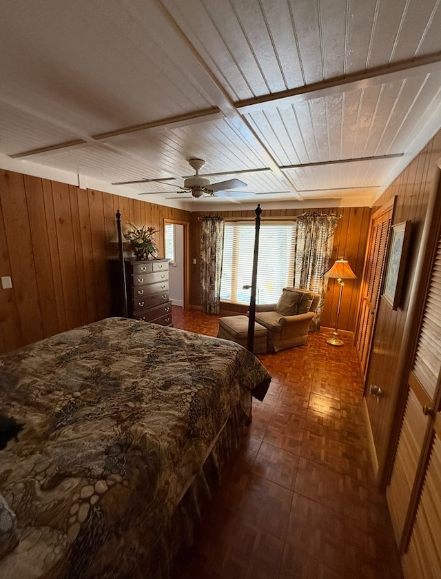 369 Deals Gap Rd, Robbinsville, NC 28771 - bedroom with wooden ceiling and wood walls
