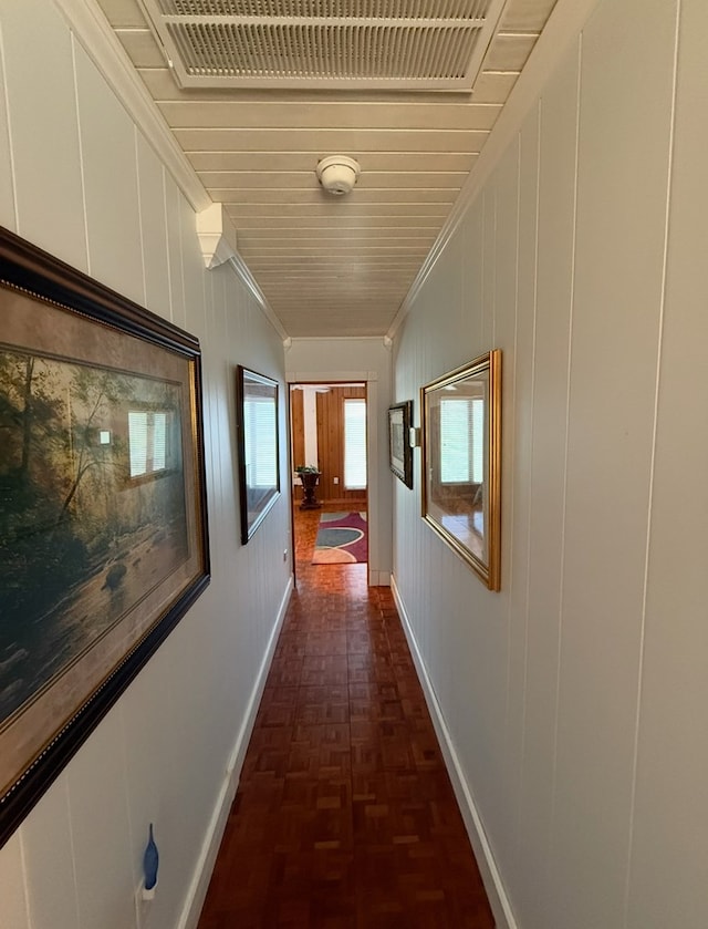 369 Deals Gap Rd, Robbinsville, NC 28771 - hallway featuring visible vents, baseboards, and crown molding