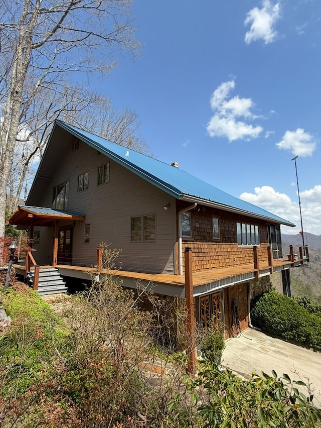 369 Deals Gap Rd, Robbinsville, NC 28771 - rear view of property featuring metal roof and a deck