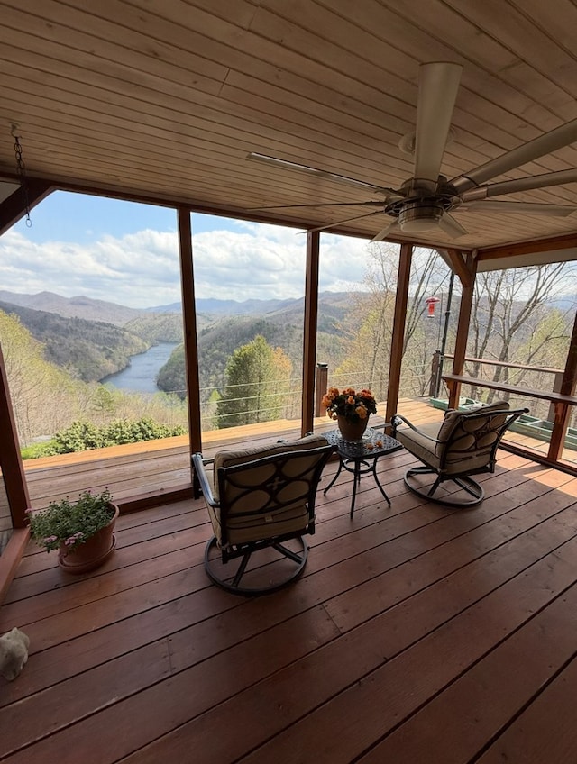 369 Deals Gap Rd, Robbinsville, NC 28771 - deck with a mountain view and ceiling fan
