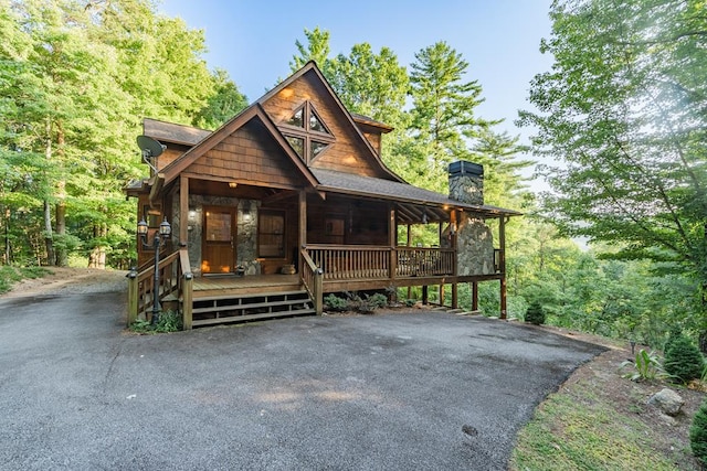 cabin with a porch