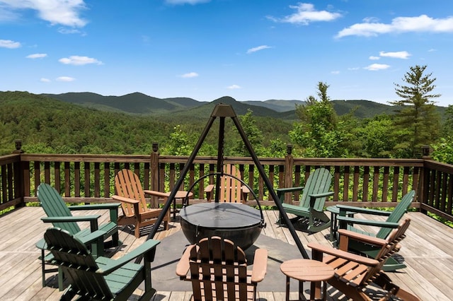 9 Quail Holw, Blue Ridge, GA 30513 - wooden deck with a wooded view and a mountain view