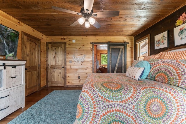9 Quail Holw, Blue Ridge, GA 30513 - bedroom with wooden ceiling, wooden walls, and wood finished floors