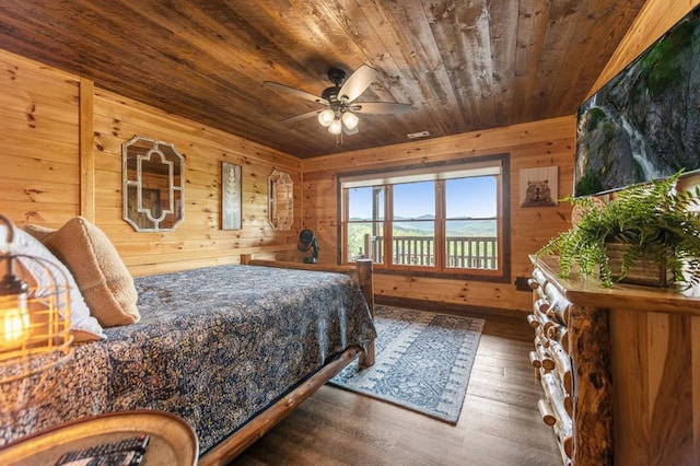 9 Quail Holw, Blue Ridge, GA 30513 - bedroom featuring wood ceiling, wood walls, and hardwood / wood-style floors