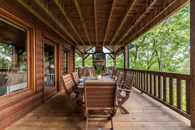 9 Quail Holw, Blue Ridge, GA 30513 - wooden terrace featuring outdoor dining area