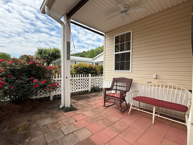 view of patio with a ceiling fan