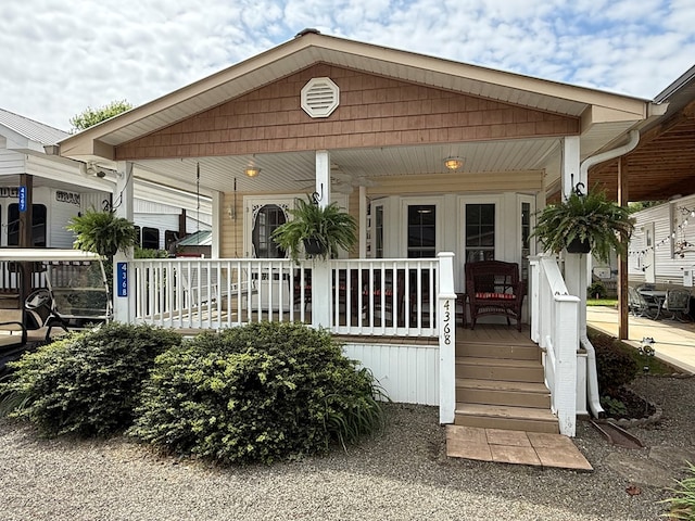 view of front of home featuring covered porch