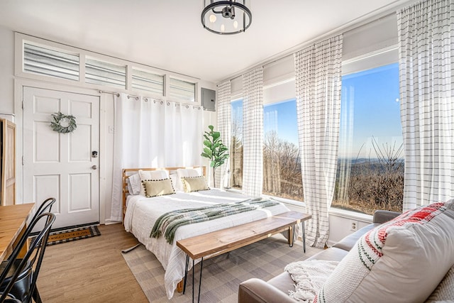 bedroom with light hardwood / wood-style floors