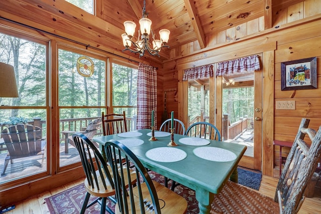dining space featuring an inviting chandelier and a wealth of natural light