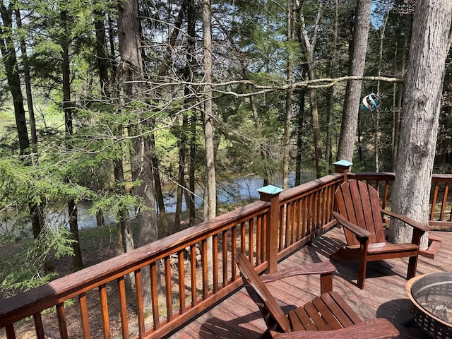 deck with a water view