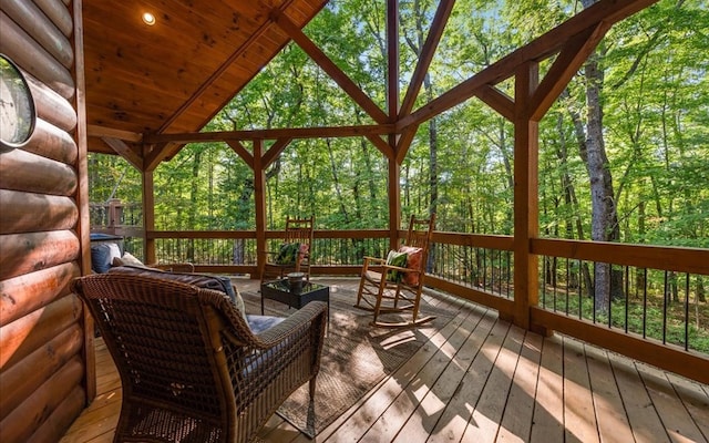 150 Laurel Trce, Blue Ridge, GA 30513 - sunroom featuring an outdoor hangout area