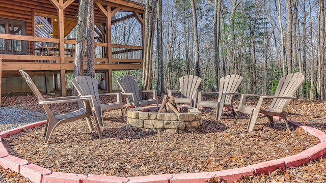 150 Laurel Trce, Blue Ridge, GA 30513 - view of patio / terrace featuring a fire pit and a wooden deck