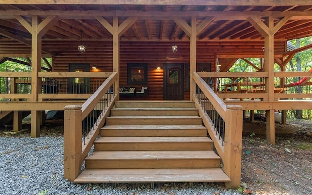 150 Laurel Trce, Blue Ridge, GA 30513 - view of exterior entry with log veneer siding