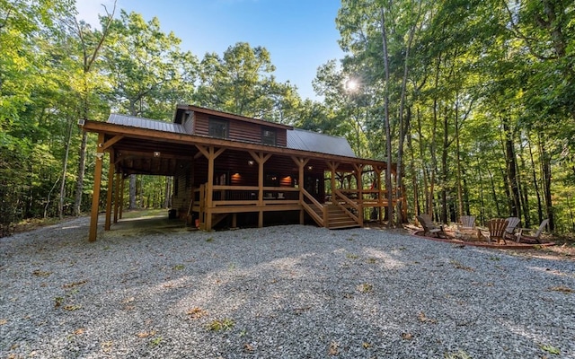 150 Laurel Trce, Blue Ridge, GA 30513 - view of front of house featuring metal roof, a carport, and stairs