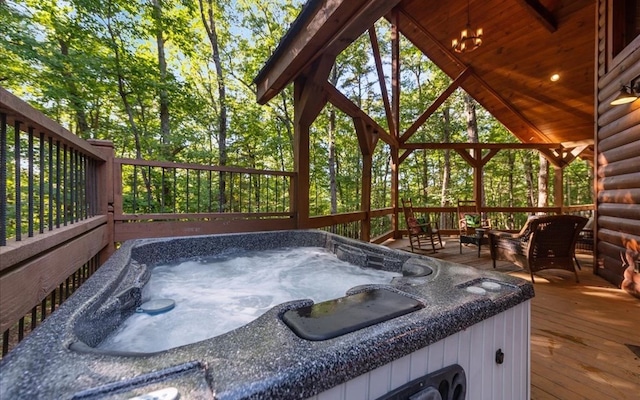 150 Laurel Trce, Blue Ridge, GA 30513 - wooden deck with a hot tub