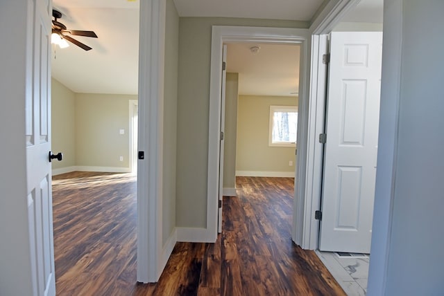 16 Sims Rd, Hiawassee, GA 30546 - hall featuring dark wood finished floors and baseboards