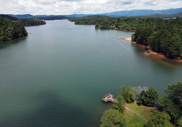 16 Sims Rd, Hiawassee, GA 30546 - aerial view with a wooded view and a water and mountain view