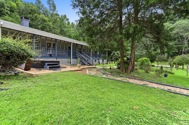 view of yard with a porch