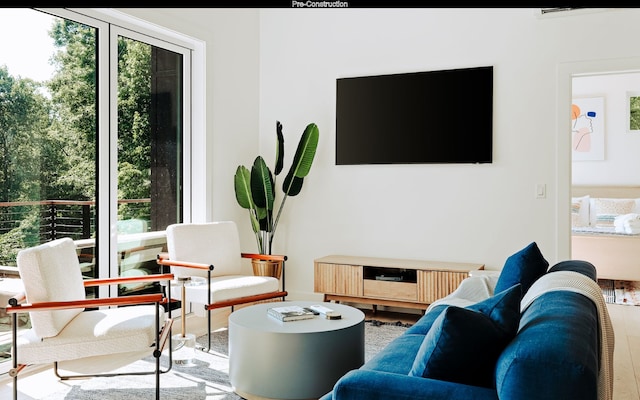 living room featuring light hardwood / wood-style flooring