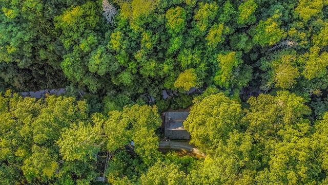 bird's eye view featuring a forest view