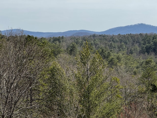 property view of mountains featuring a wooded view