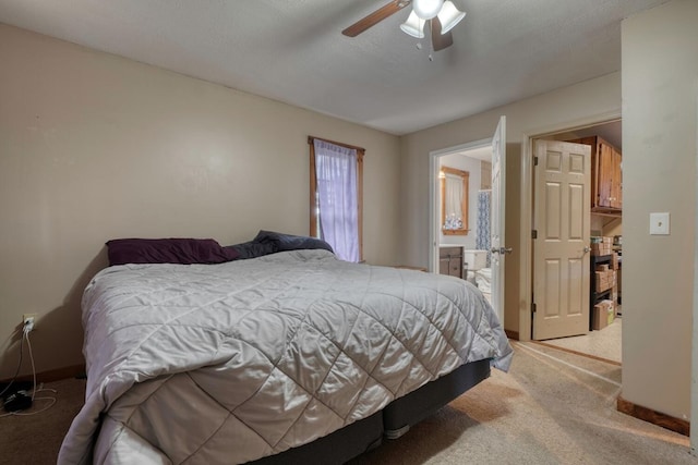 432 Jewell Mason, Blairsville, GA 30512 - bedroom featuring light carpet, a ceiling fan, and ensuite bathroom