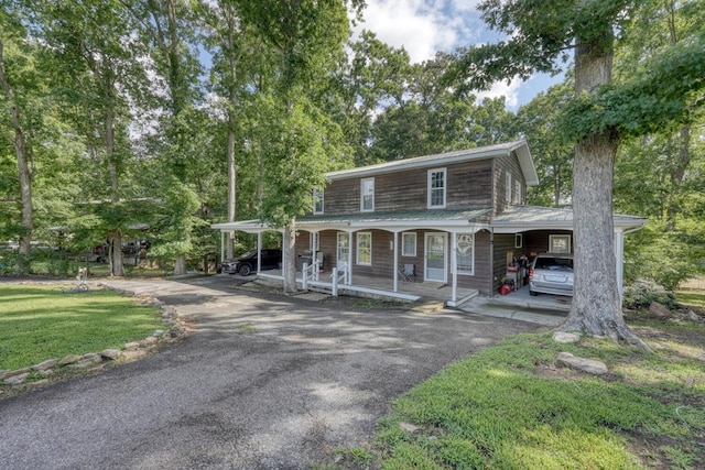 432 Jewell Mason, Blairsville, GA 30512 - view of front of house featuring driveway, covered porch, an attached carport, and a front yard