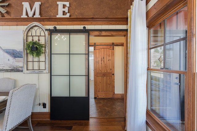45 Bent Grass Cir, Hayesville, NC 28904 - unfurnished office featuring hardwood / wood-style flooring and a barn door