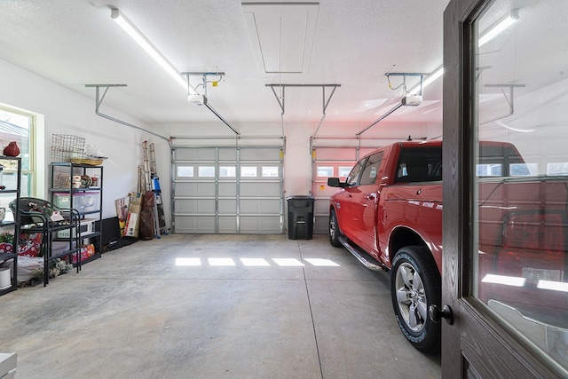 garage with a garage door opener