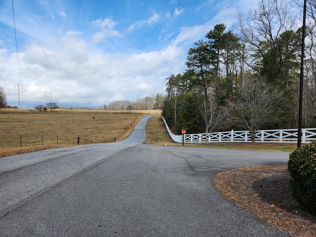 view of road featuring a rural view