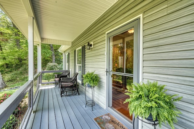 deck with a porch