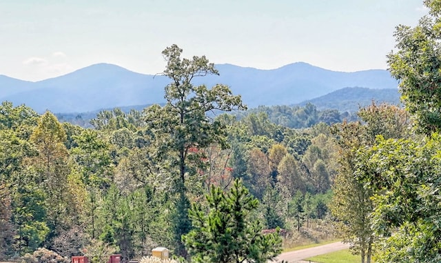 property view of mountains with a wooded view