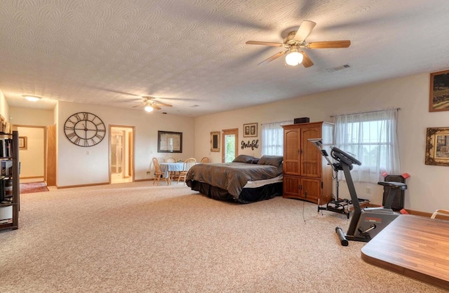 645 E Double Knob Dr, Hayesville, NC 28904 - bedroom with multiple windows, light colored carpet, a textured ceiling, and baseboards