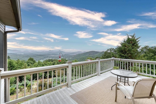 645 E Double Knob Dr, Hayesville, NC 28904 - wooden terrace featuring a mountain view