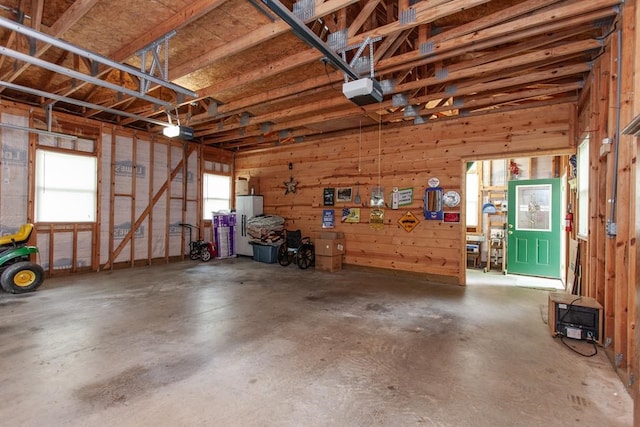 garage with a garage door opener