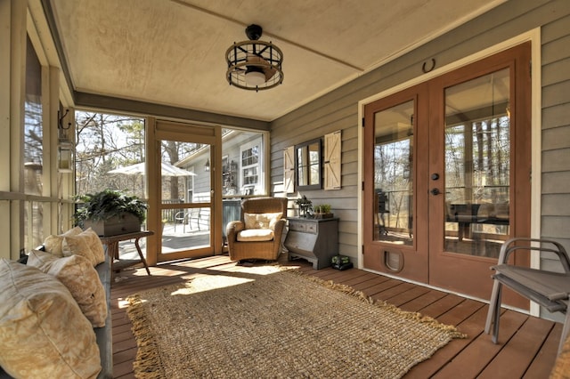 sunroom with french doors