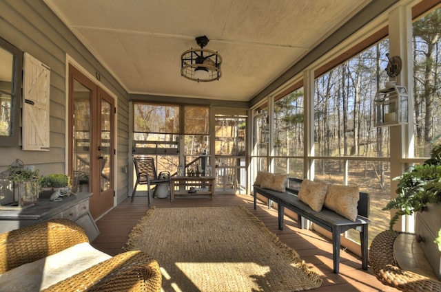 view of unfurnished sunroom