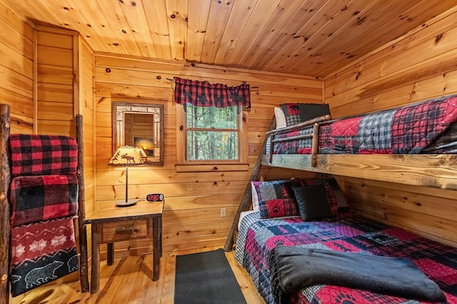 77 Old Covered Bridge Rd, Cherry Log, GA 30522 - bedroom with wood walls, hardwood / wood-style flooring, and wood ceiling