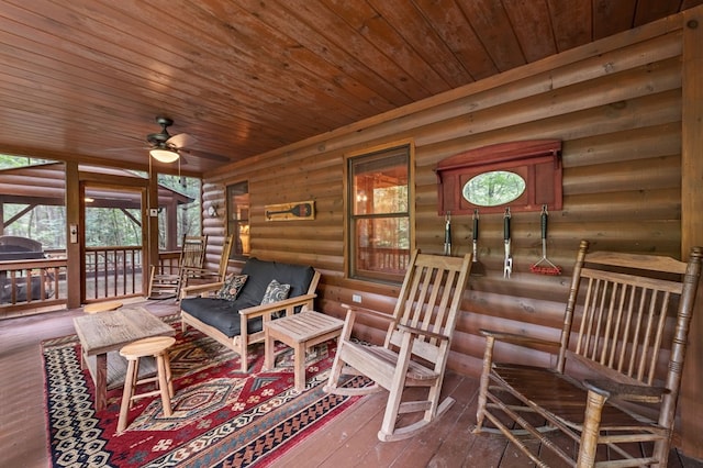 77 Old Covered Bridge Rd, Cherry Log, GA 30522 - wooden terrace with ceiling fan